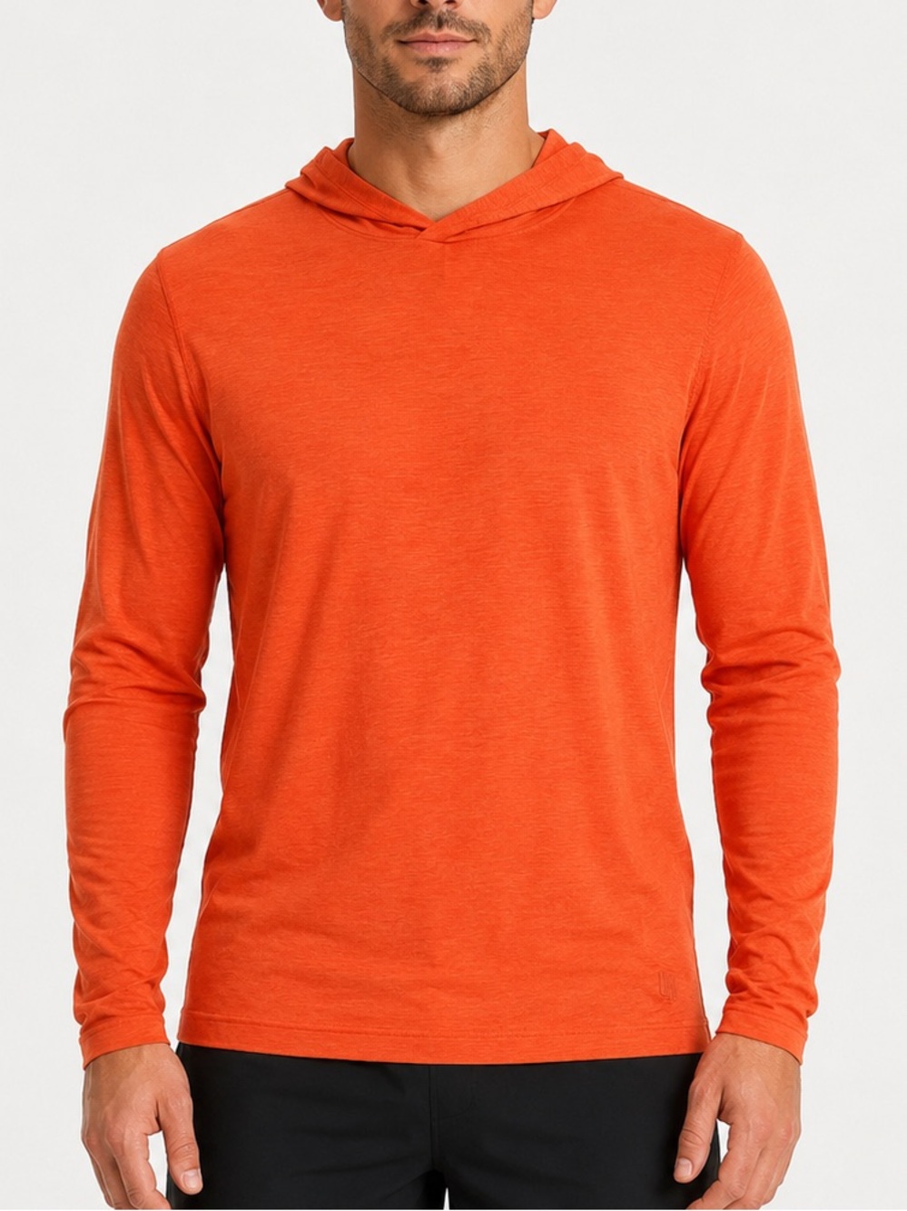 VRST Men’s Performance Hooded Long Sleeve Shirt Orange Size Small NWT